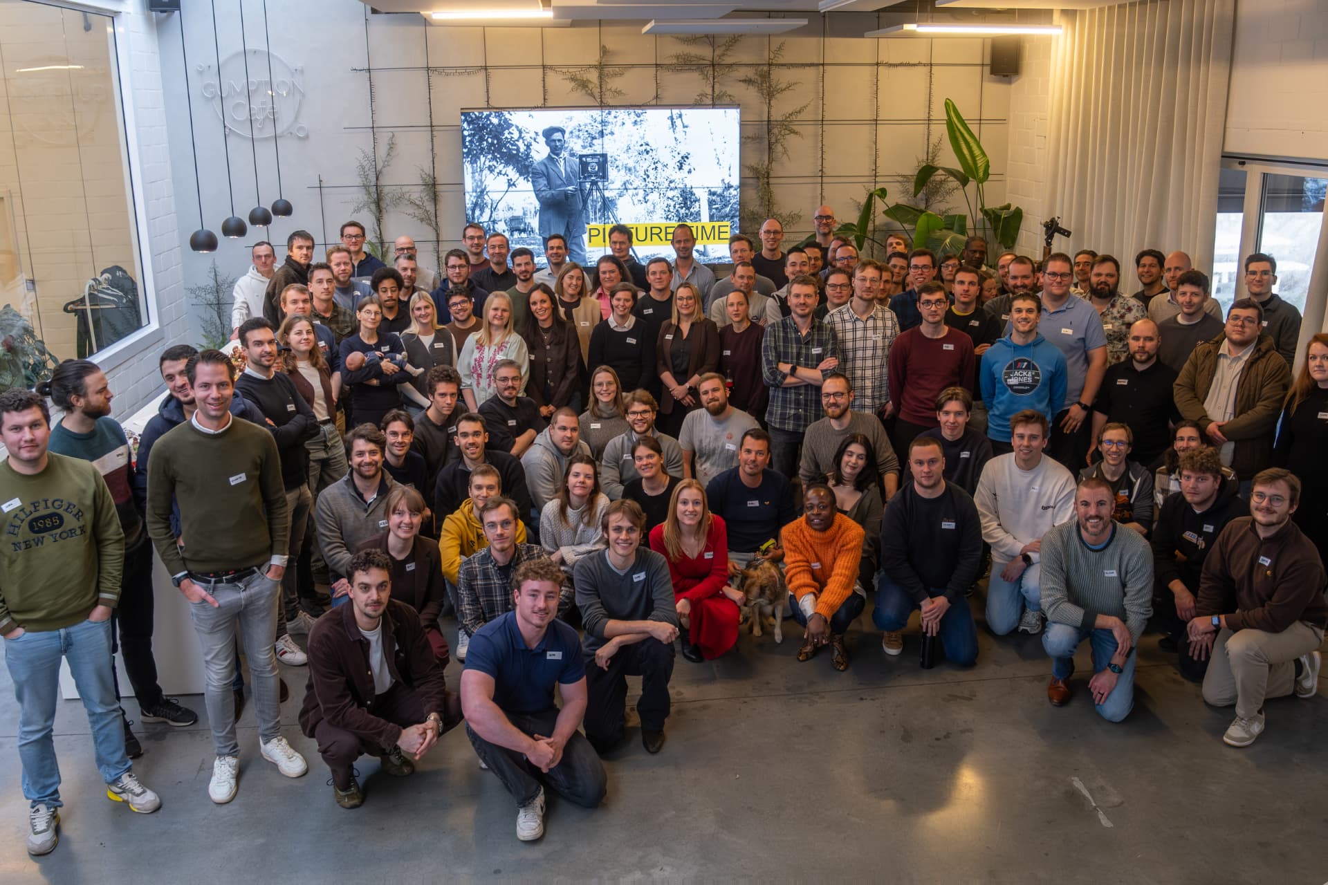 The Brightest team gathered together at the office
